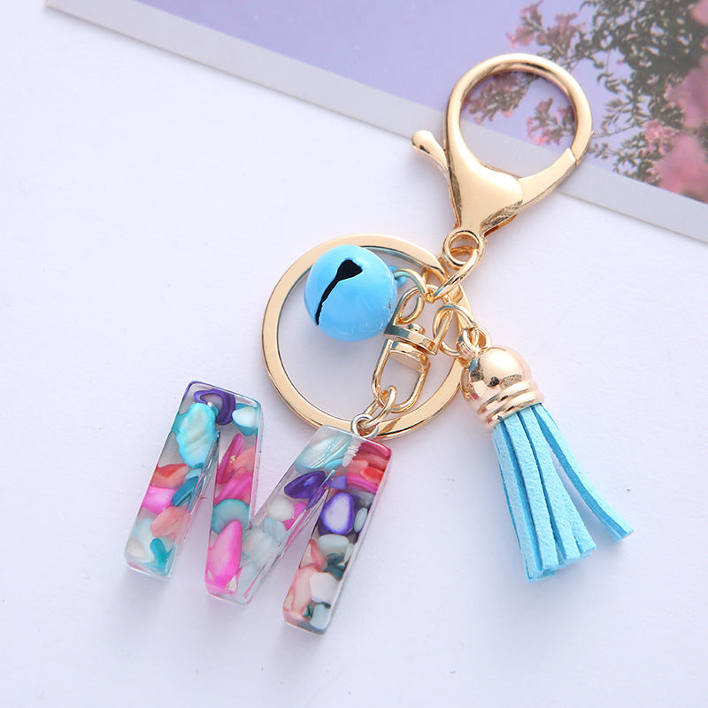 Wholesale English Alphabet Tassel Pendant Resin Drop Glue Keychains